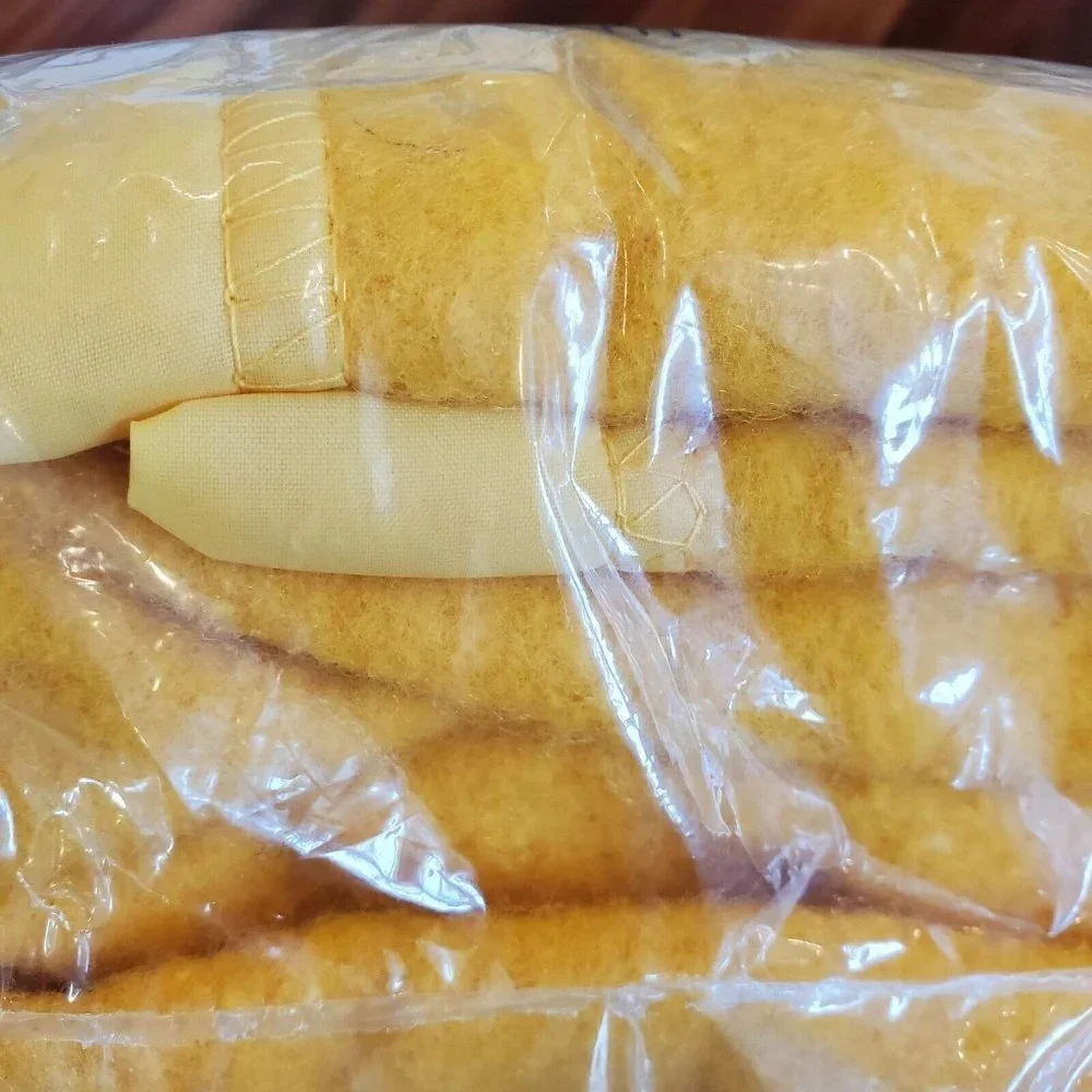 Vintage‎ Mustard Yellow Blanket Nylon Trim 72x90